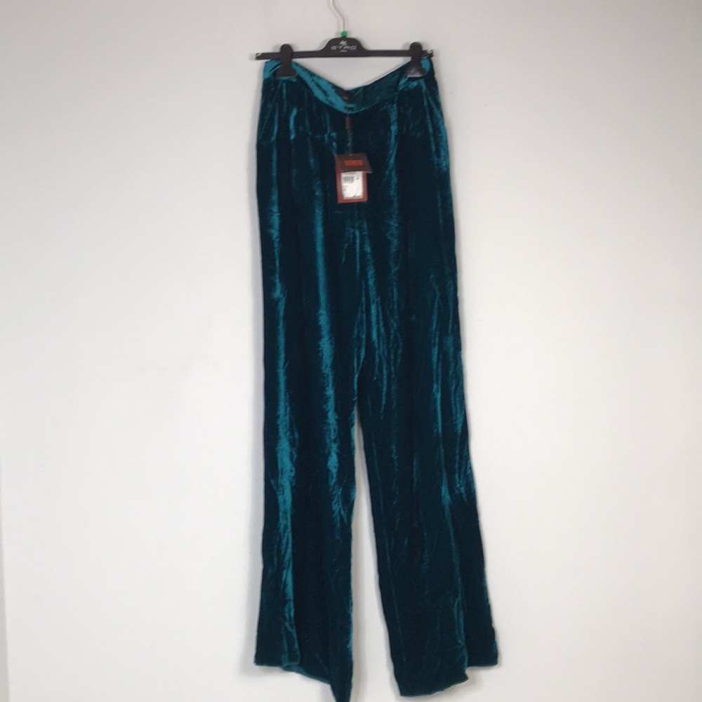 NWT ETRO Greenish teal velvet palazzo trousers - Picture 5 of 14